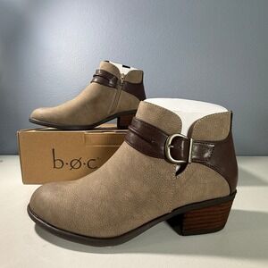 BOC by Born Gemm Buckle Bootie Womens Brown Ankle Boots Block Heel Size 8 NEW